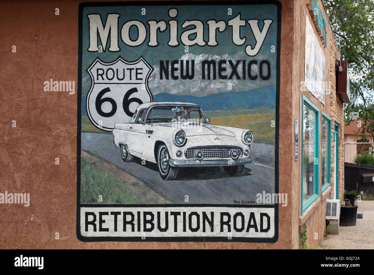 geography / travel, USA, New Mexico, Moriarty, route 66 mural painting
