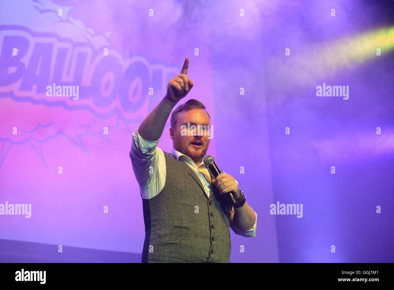 Micky Bartlett performs at the Press Launch at The Gilded Balloon Edinburgh Fringe Festival 2016 Stock Photo