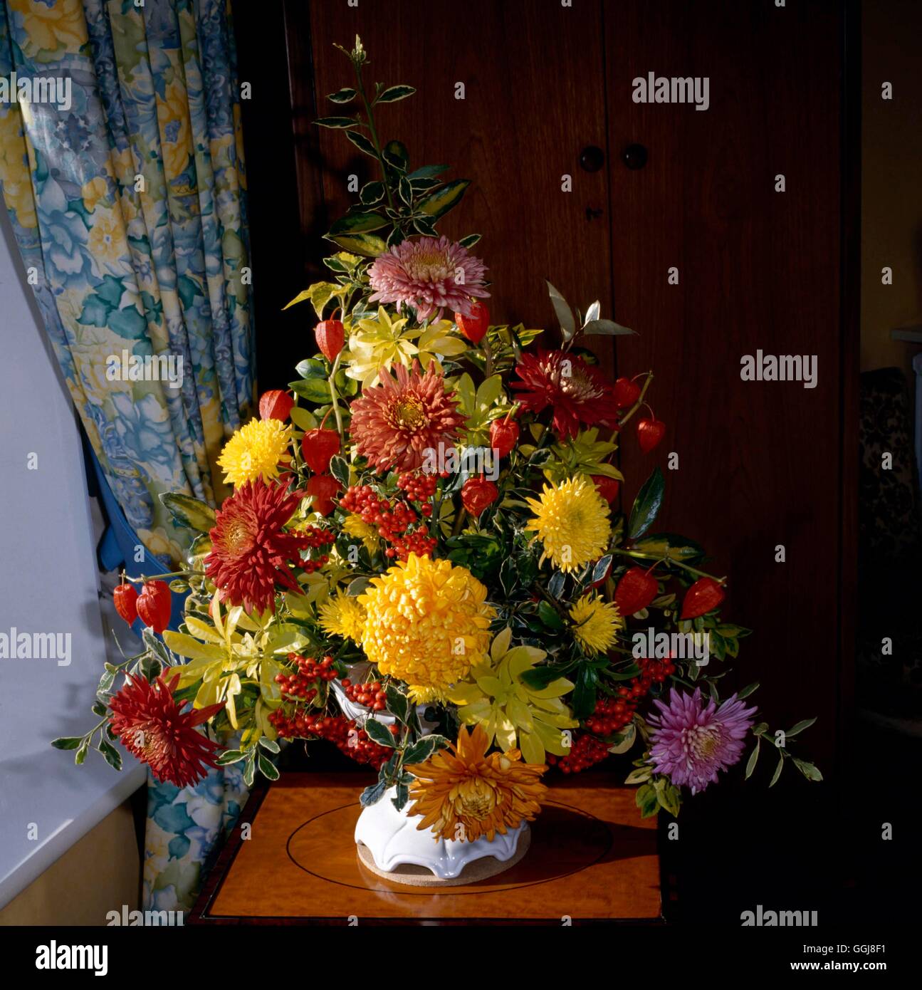 Flower Arrangement - in Autumn - GREETING CARD RIGHTS SOLD 2000   FAR072507 Stock Photo