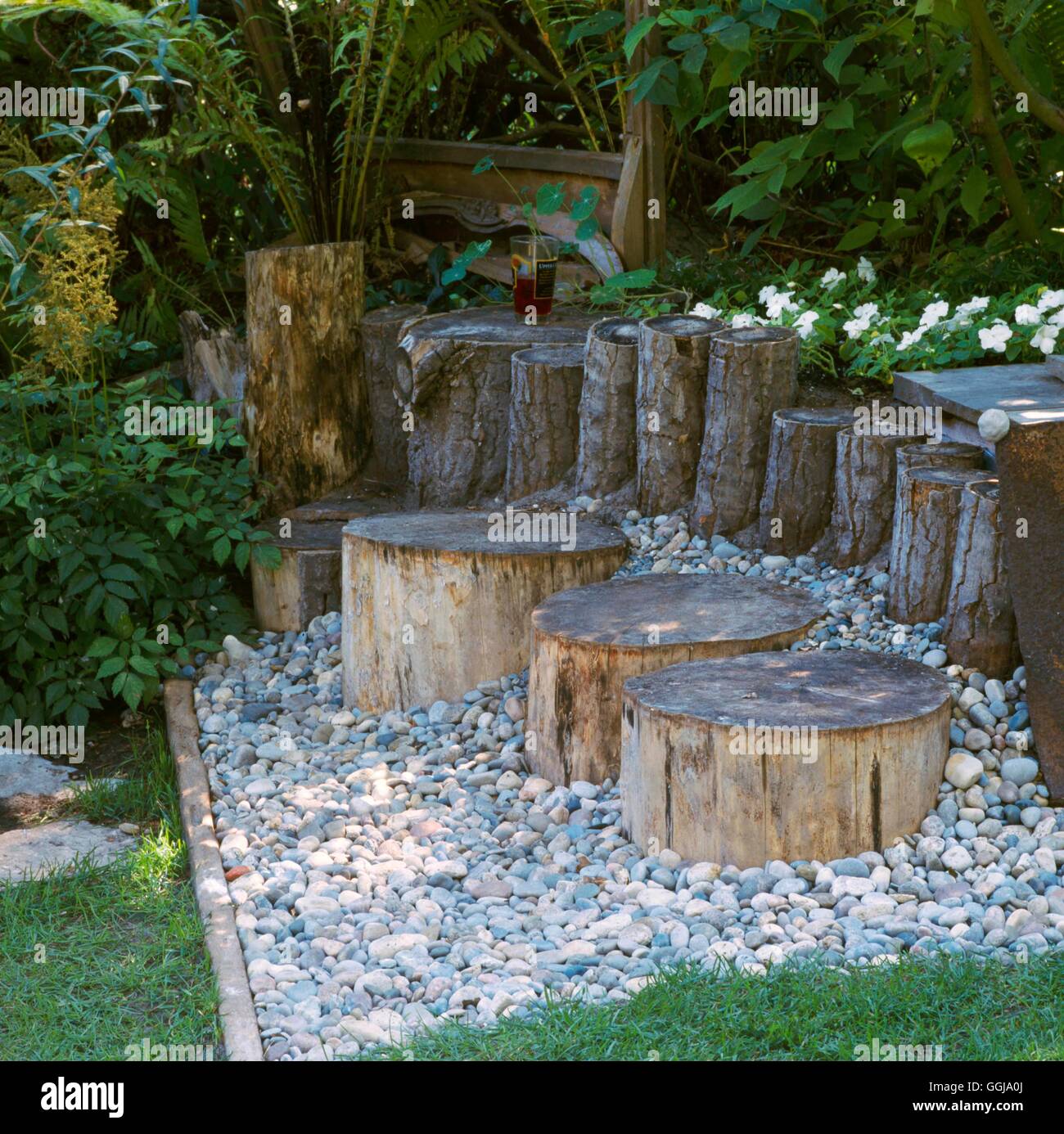 Furniture - Log seat FUR086710 Stock Photo - Alamy