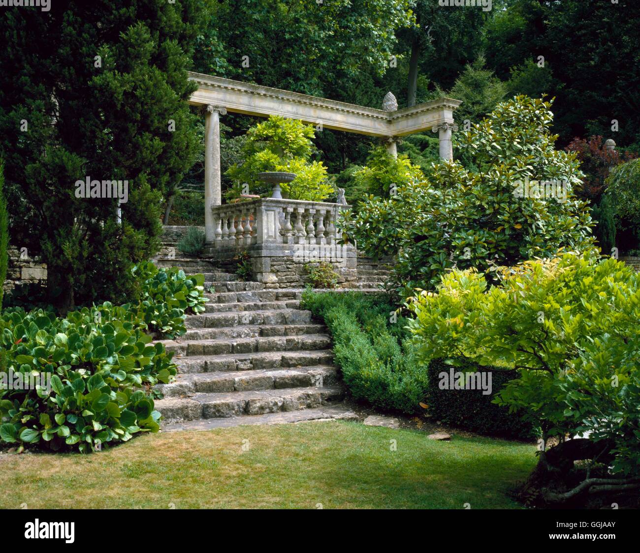 Iford Manor - Bradford-on-Avon  Wiltshire Garden designed by Harold Peto The Great Terrace (DIARY RIGHTS SOLD 2000) Stock Photo