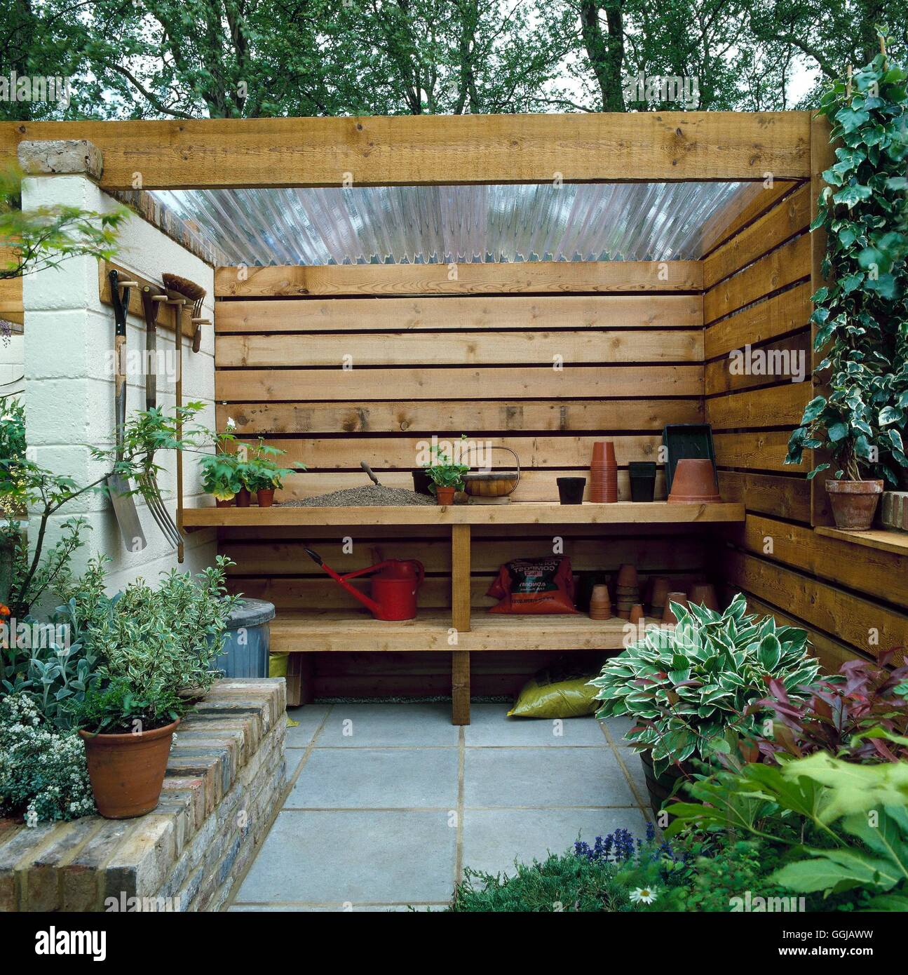 Garden Shed Modern style potting shed with overhead protection and