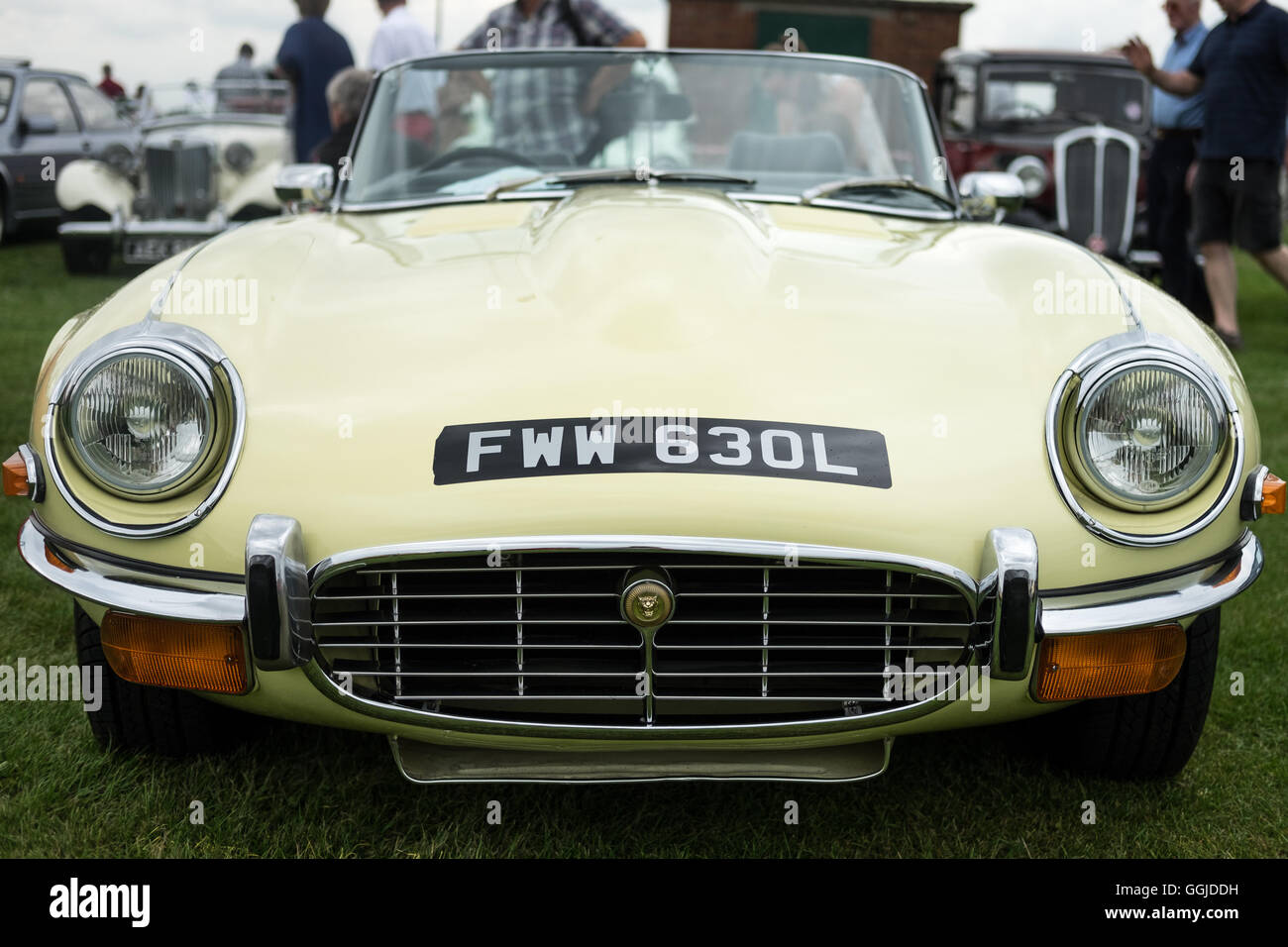 Front view of a Jaguar e-type Stock Photo