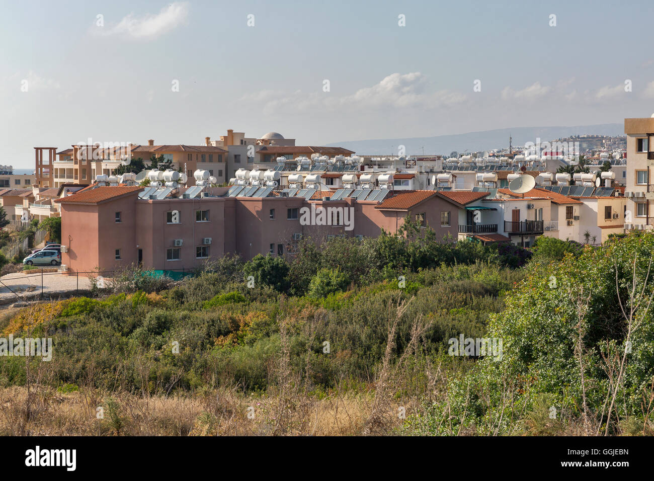 Paphos cityscape, residential district. Paphos is a Mediterranean