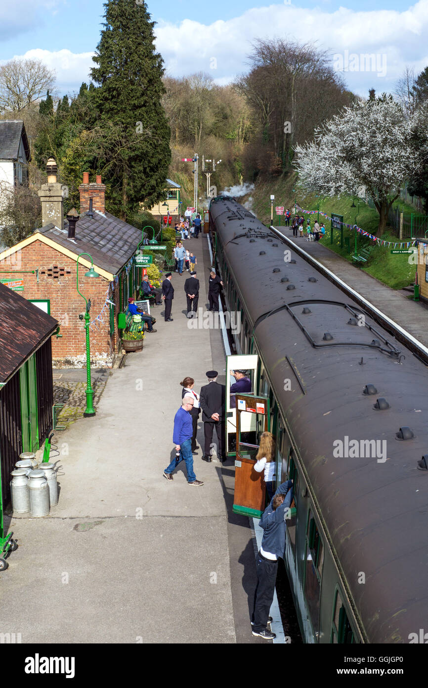 A rake of Mark 1 carriages on the Mid Hants Railway (Watercress Line) Stock Photo