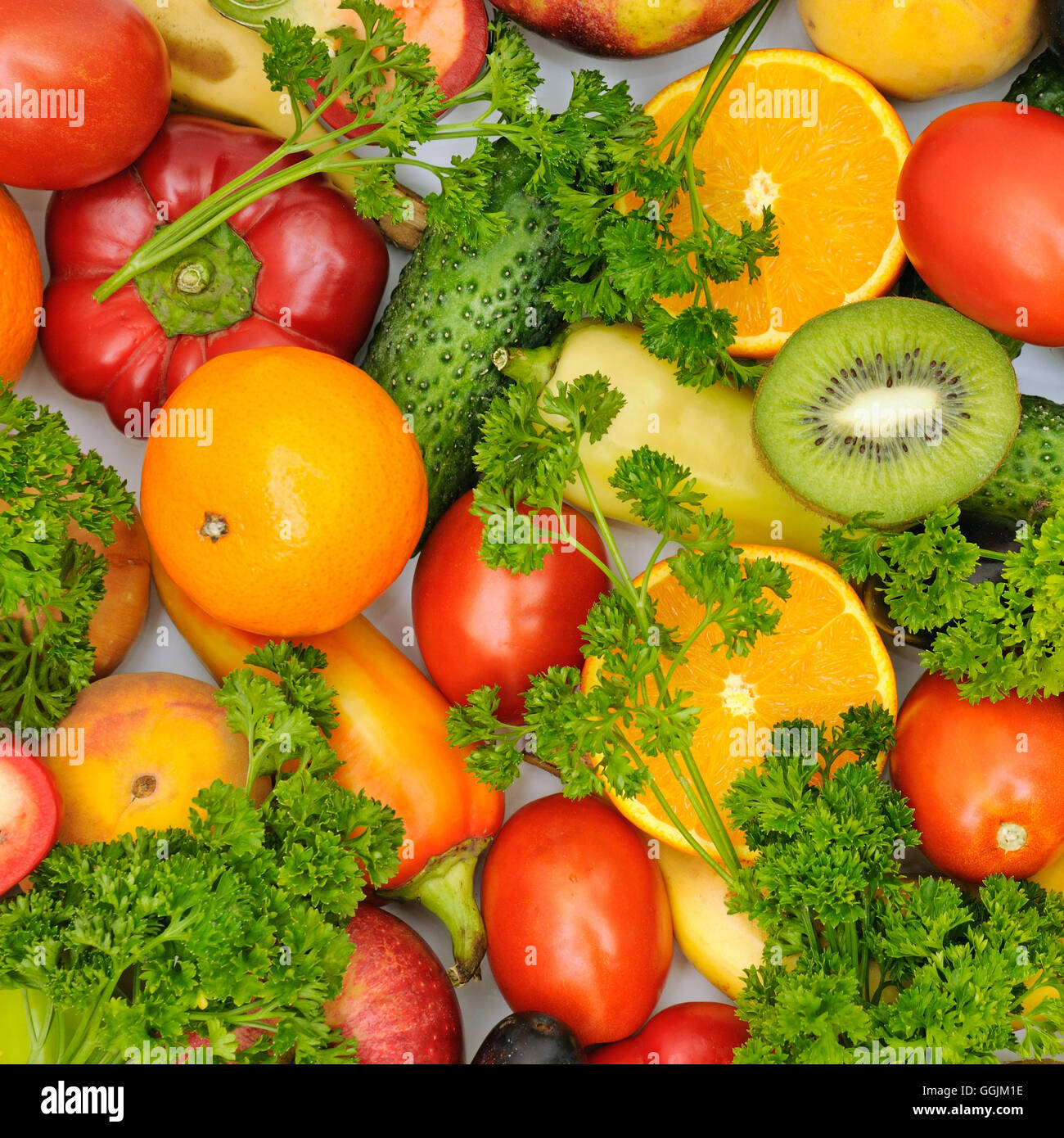 fresh fruits and vegetables background Stock Photo Alamy
