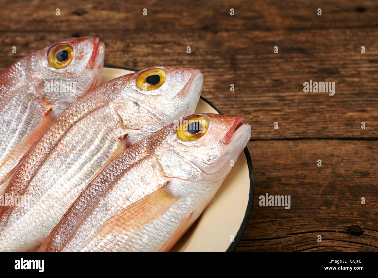 Fresh fish, red snapper in a plate Stock Photo