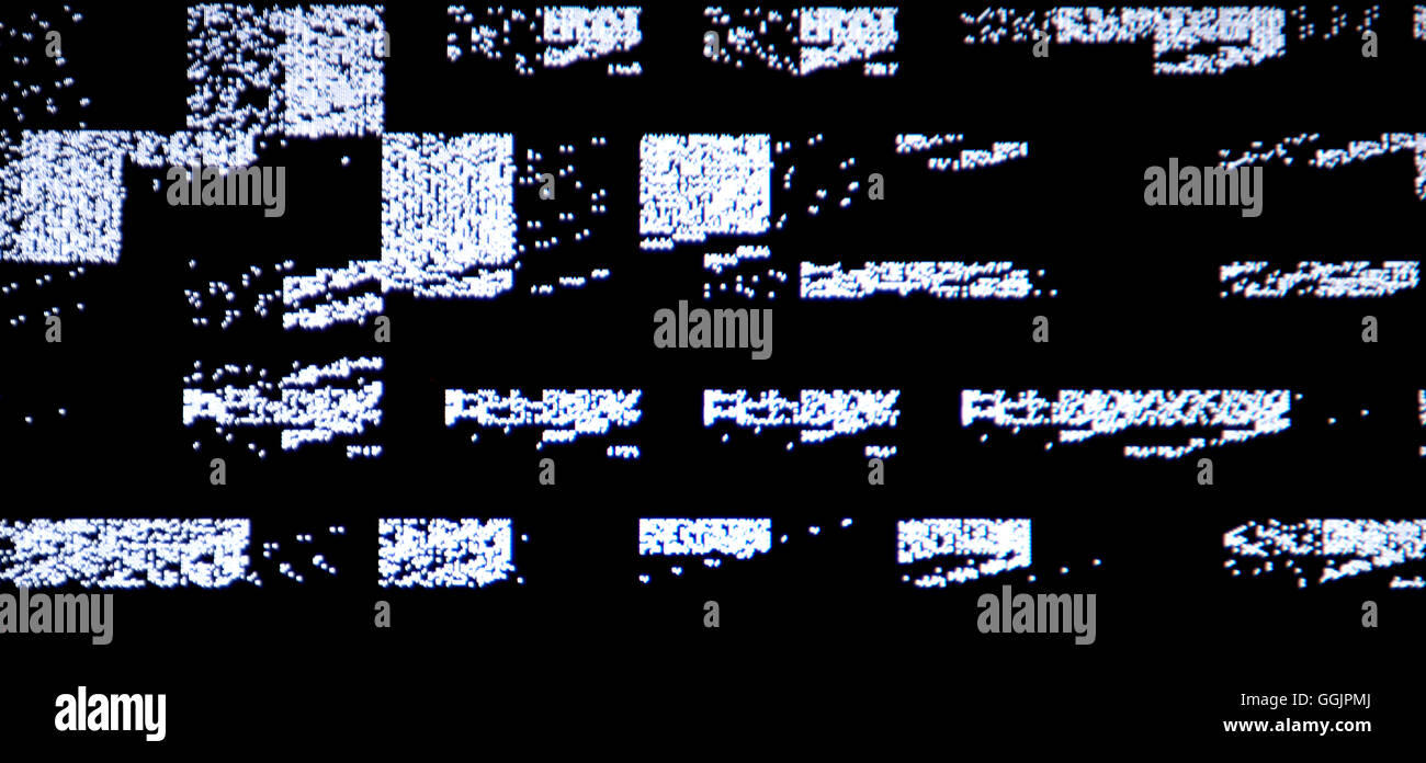 Tv screen with static noise by bad signal reception Stock Photo
