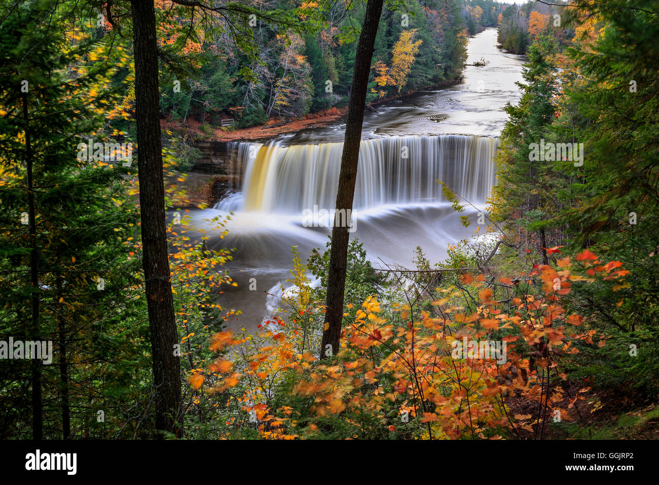 A very picturesque waterfall in motion blur, Tahquamenon Falls in