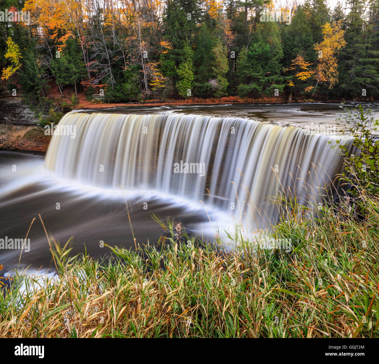 A very picturesque waterfall with silky motion blur, Tahquamenon Falls