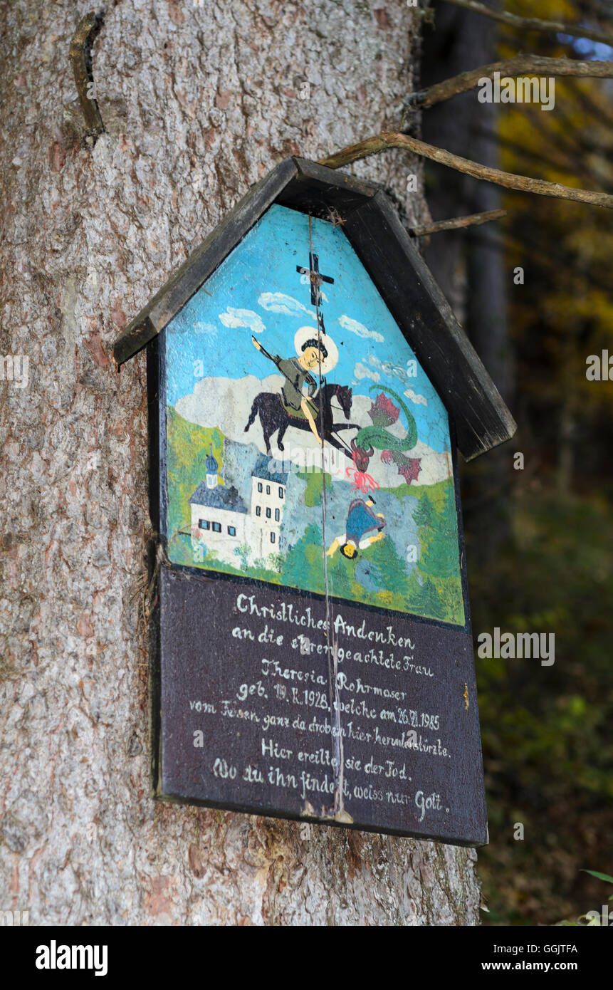 Saalfelden am Steinernen Meer: commemorative plaque at the Hermitage on Palfen, Austria, Salzburg, Pinzgau Stock Photo