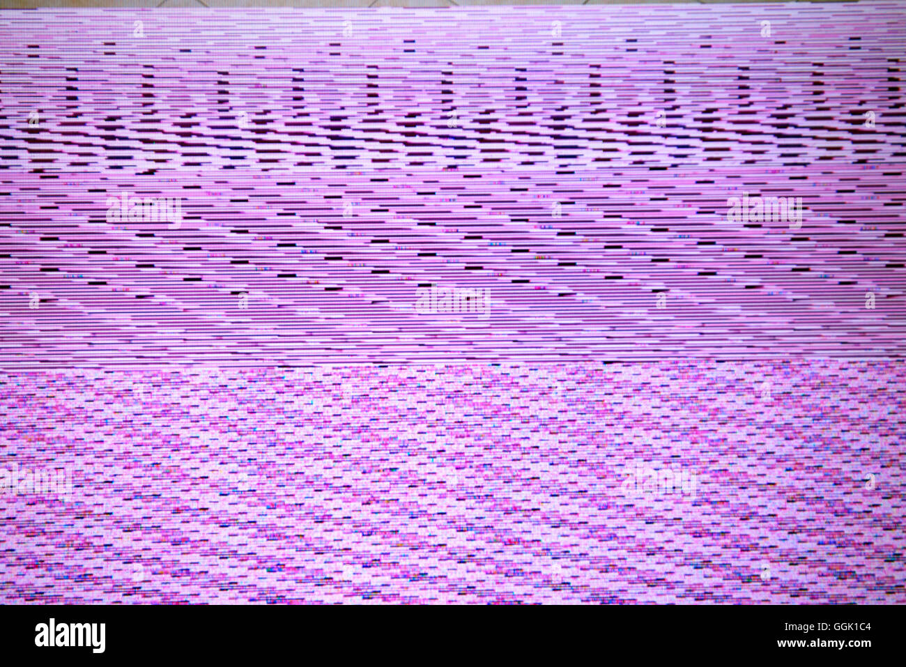 Tv screen with static noise, bad signal reception Stock Photo