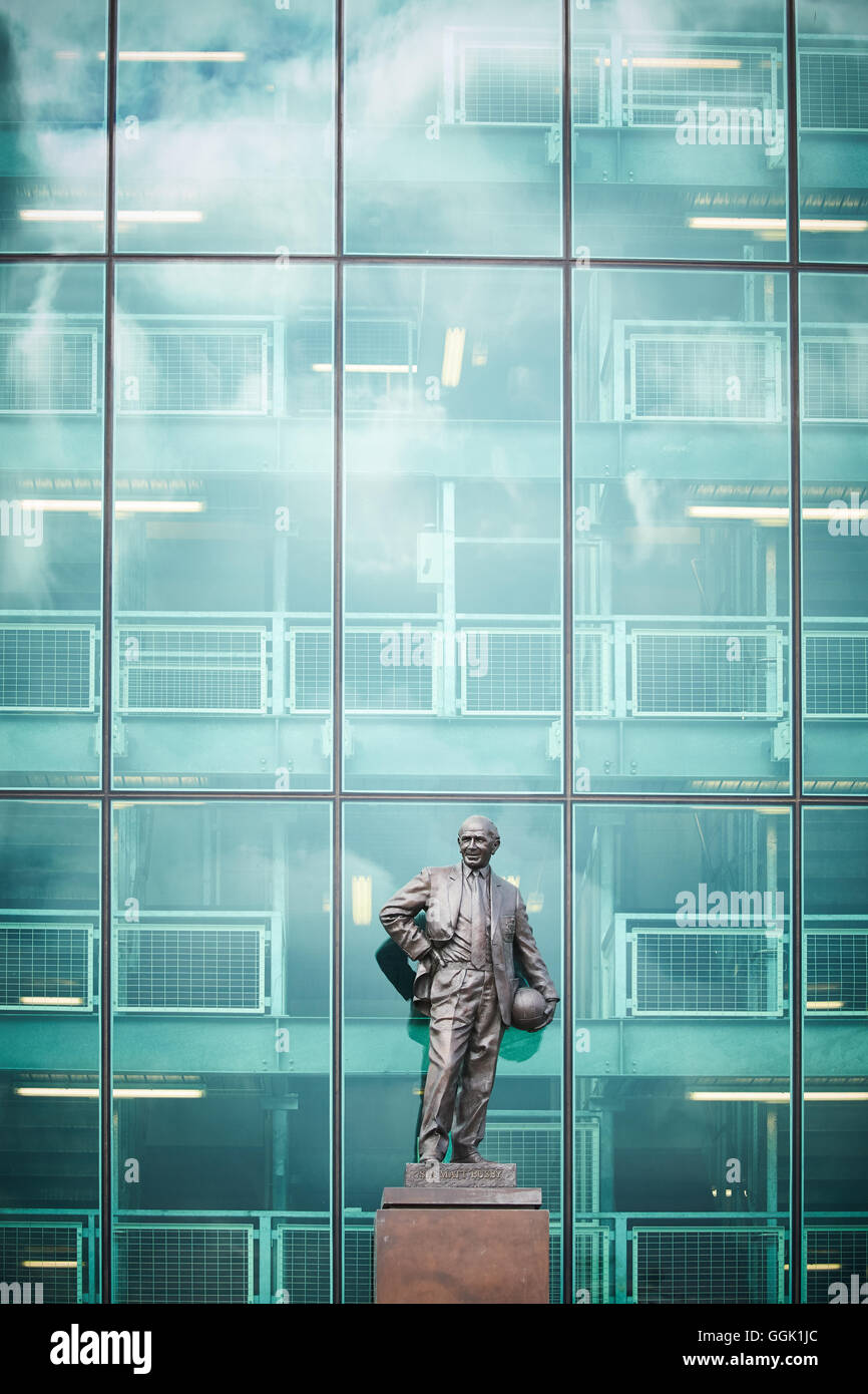 Manchester united  Holy Trinity Matt Busby statue   Artist creative designer designed created hand craft crafted made by sculpte Stock Photo