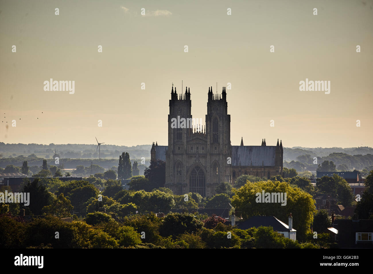 Beverley Minster in Beverley, East Riding of Yorkshire landscape sunrise copyspace gothic Historic history important significant Stock Photo