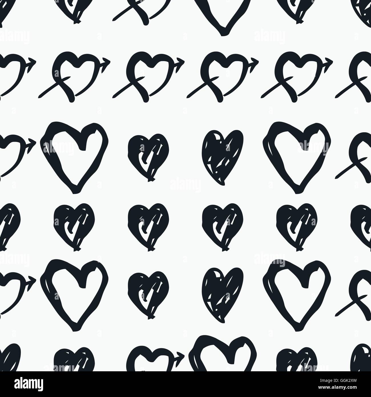 Doodle seamless pattern with hearts Stock Vector Image & Art - Alamy