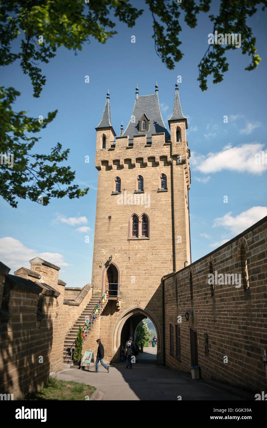 Tower of castle Hohenzollern, Hechingen Bissingen, Swabian Alp, Baden-Wuerttemberg, Germany Stock Photo