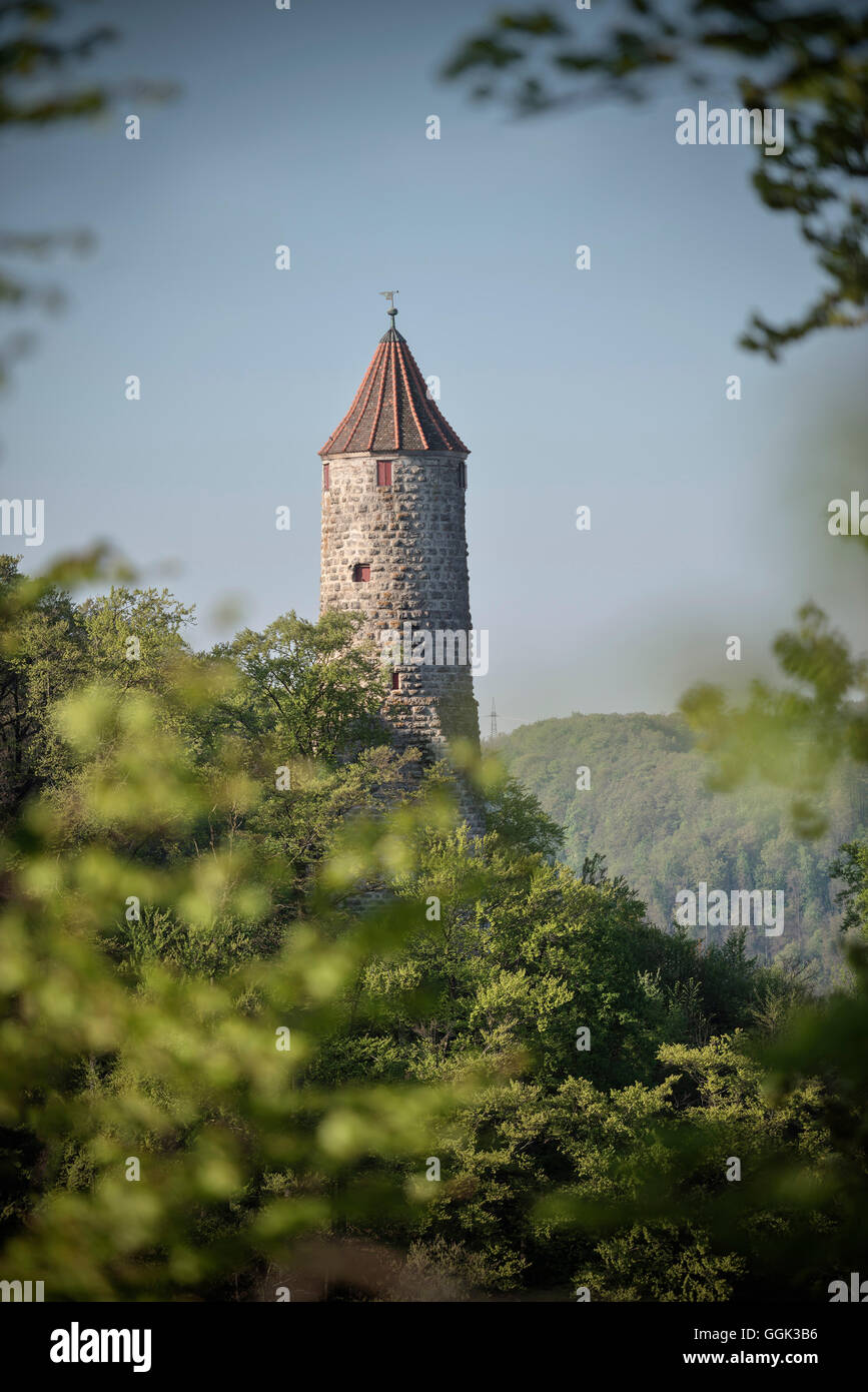 Observation tower, Geislingen, Swabian Alp, Baden-Wuerttemberg, Germany Stock Photo