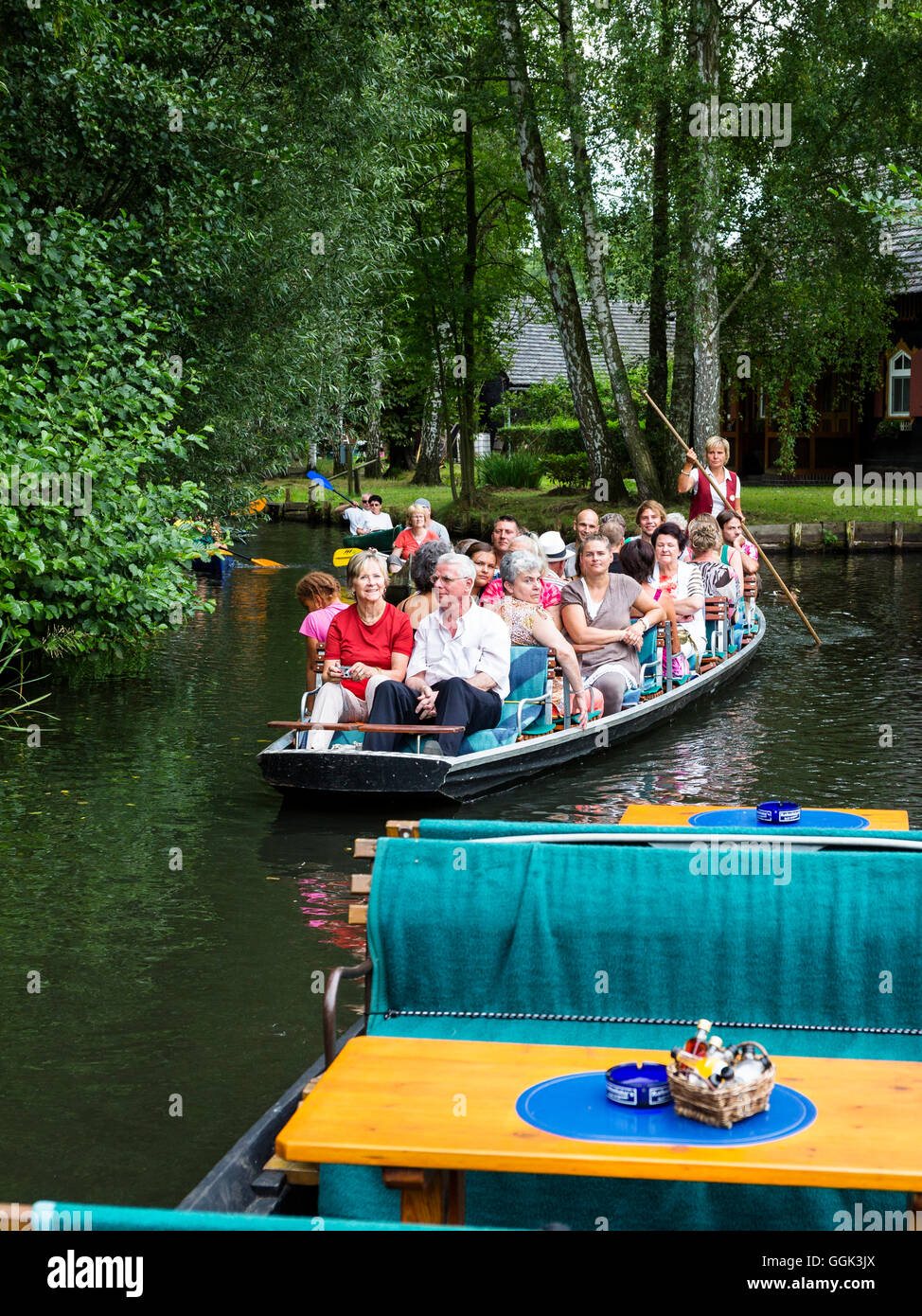 boat tour in Spreewald, Spree, UNESCO biosphere reserve, Brandenburg, Germany, Europe Stock Photo
