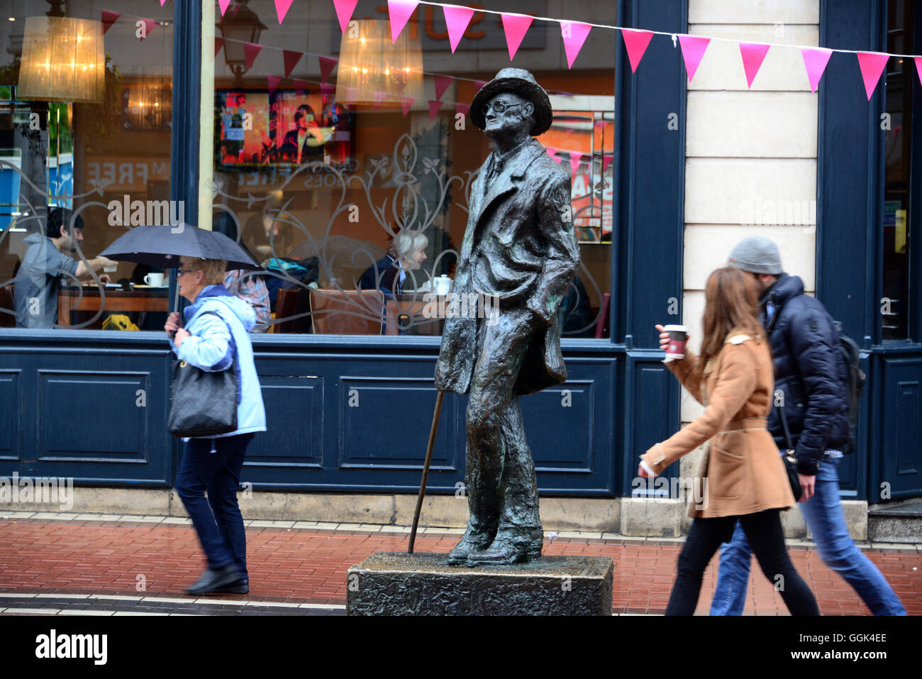 Joyce Statue in O´Connell Street, Dublin, Ireland Stock Photo
