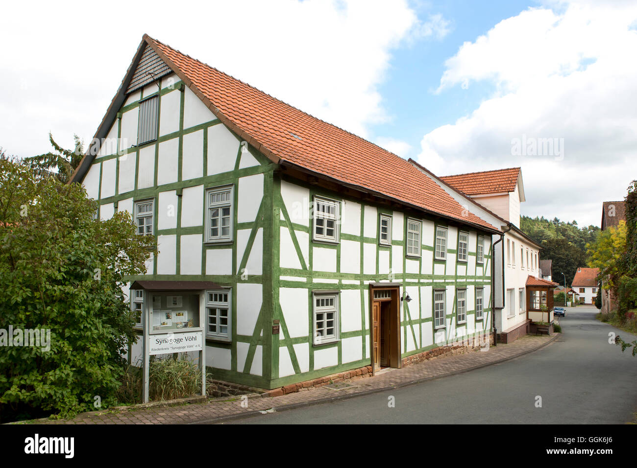 Exterior of Voehl Synagogue, housed in a half-timbered building, Voehl, Hesse, Germany, Europe Stock Photo