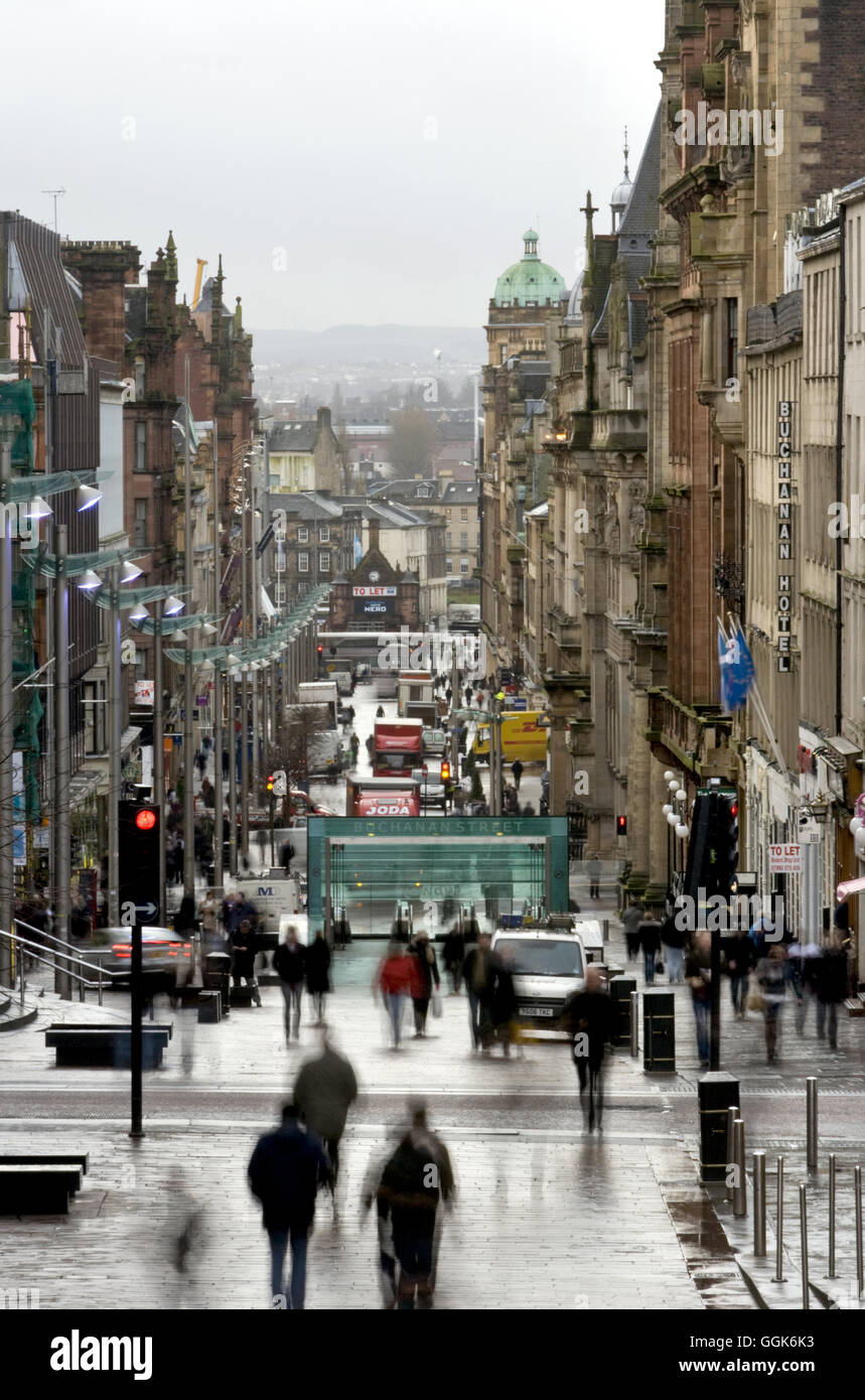 Pedestrian shopping zone, Buchanan Street, Glasgow, Scotland, Great Britain, Europe Stock Photo