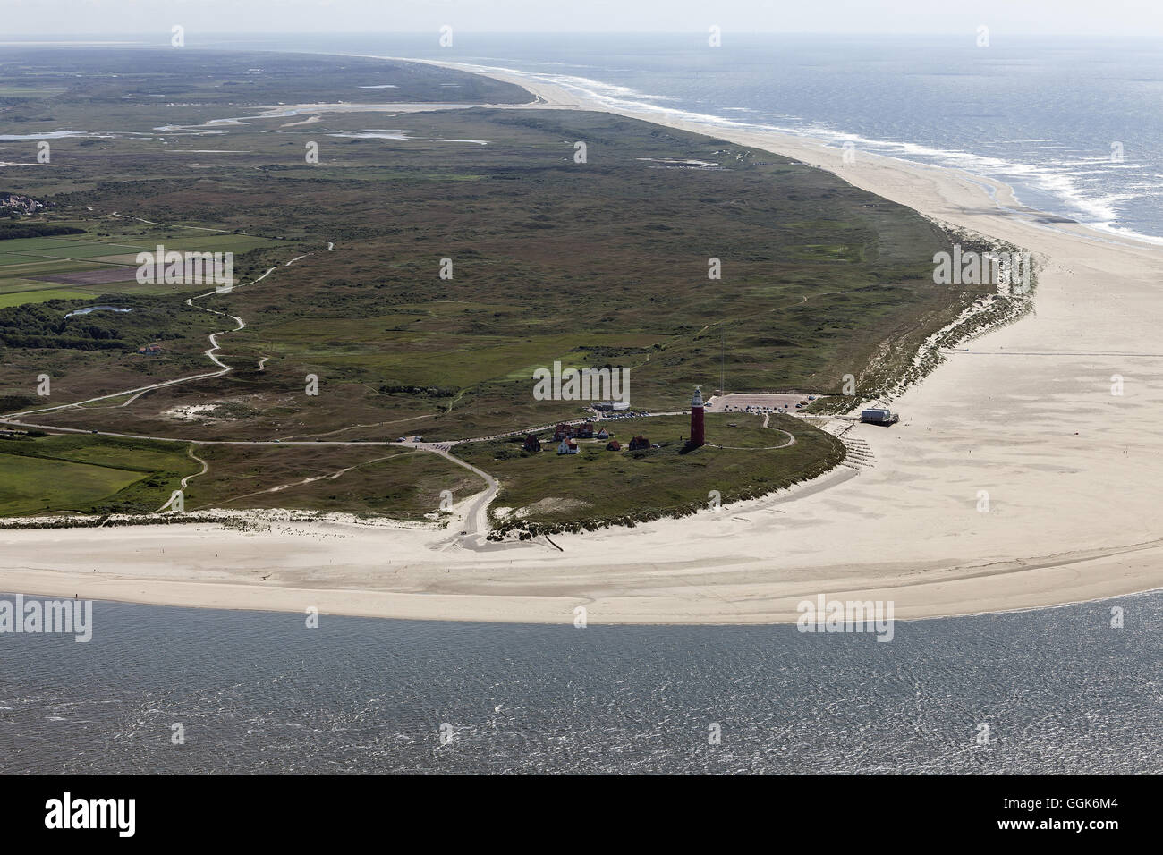 Aerial view of the Texel Vuurtoren, Texel Island, North Holland, The Netherlands Stock Photo