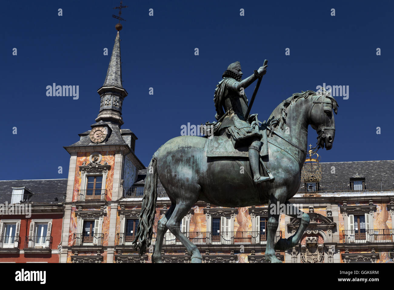 King Philip III statue, Plaza Mayor, Madrid, Spain Stock Photo