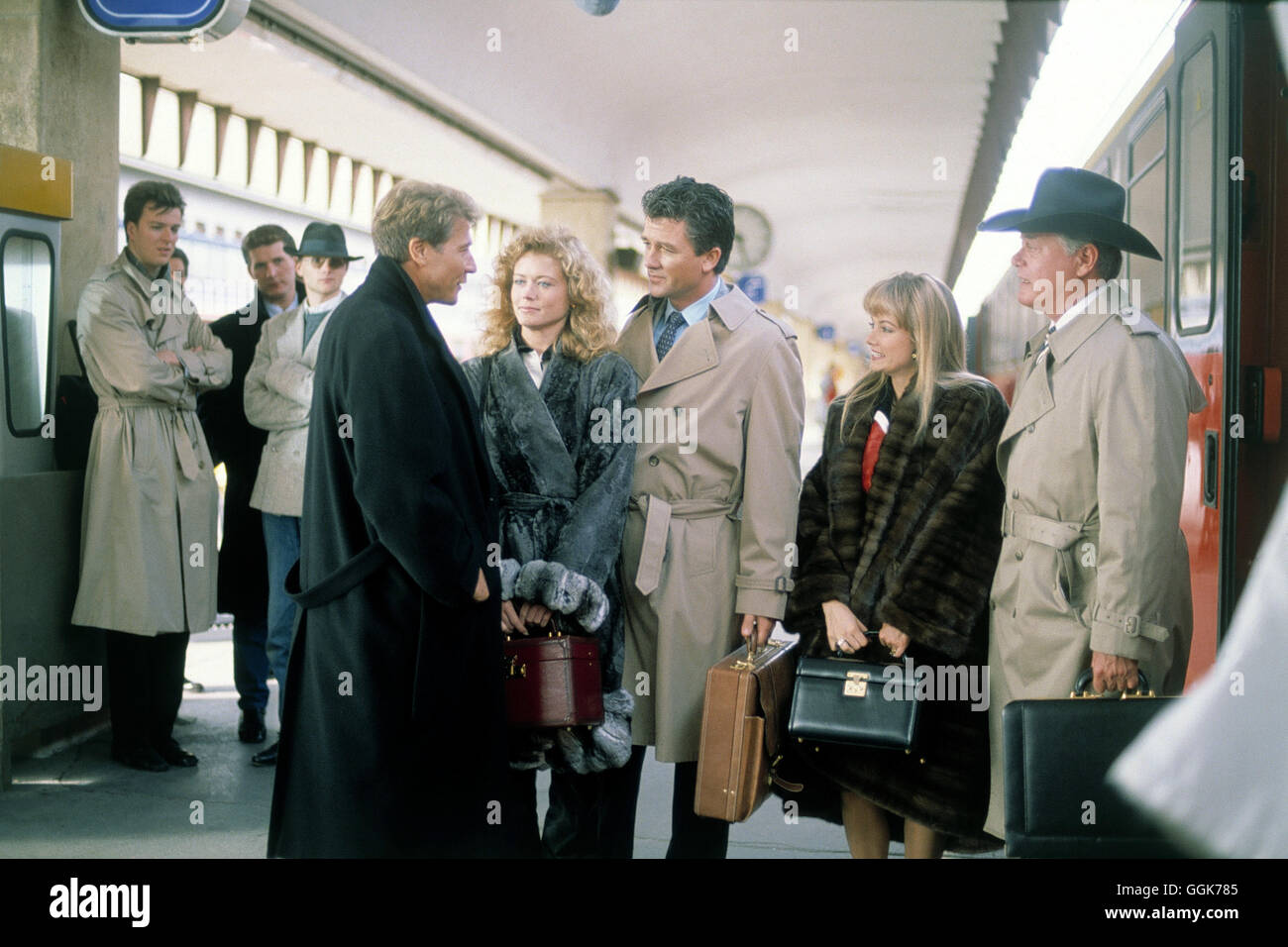 DALLAS / Wiener Träume USA / AMADEUS AUGUST, April Stevens (SHEREE WILSON), Bobby James Ewing (PATRICK DUFFY), Cally Harper Ewing (CATHY PODEWELL) und John Ross II. Ewing (LARRY HAGMAN) aka. Wiener Trume Stock Photo