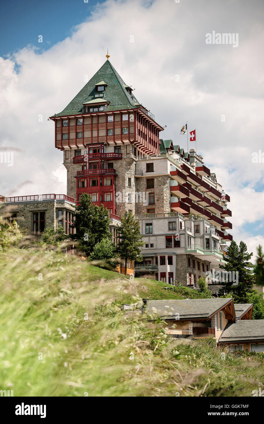 Badrutt’s Palace luxurious Hotel, St. Moritz, Engadin, Grisons, Switzerland Stock Photo