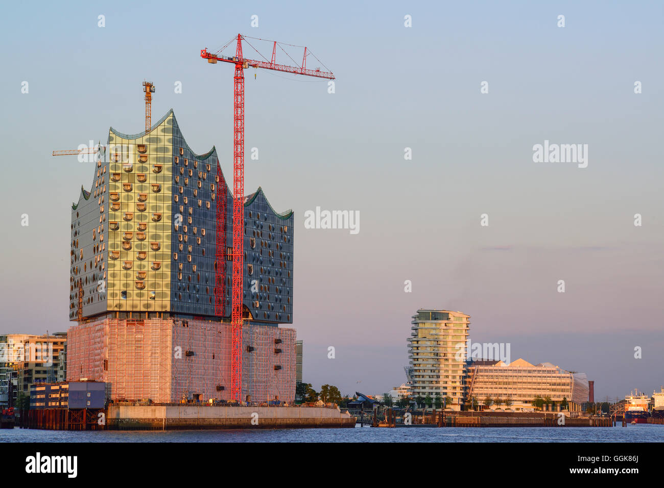 Elbphilharmonie and Marco Polo Tower, Hafencity, Hamburg, Germany Stock Photo