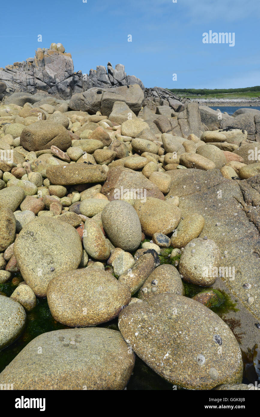 Boulder Beach - St Agnes, Isles of Scilly Stock Photo