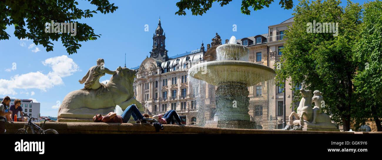 Wittelsbacher fountain at Lenbach square, Munich, Upper Bavaria, Bavaria, Germany Stock Photo
