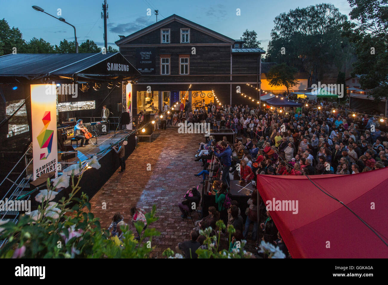 Open Air Konzert in Vasara Kalniciema Quarter, Riga, Latvia Stock Photo