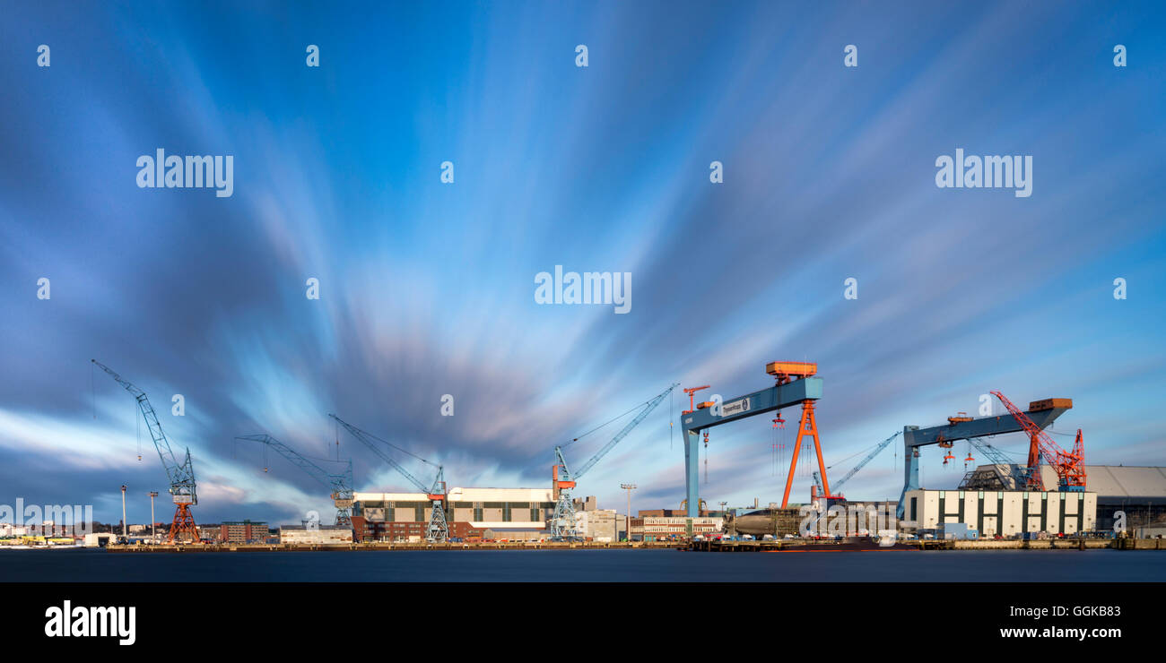 Docks, Howaldtswerke-Deutsche Werft, Kiel Fjord, Baltic Sea, Kiel, Schleswig-Holstein, Germany Stock Photo