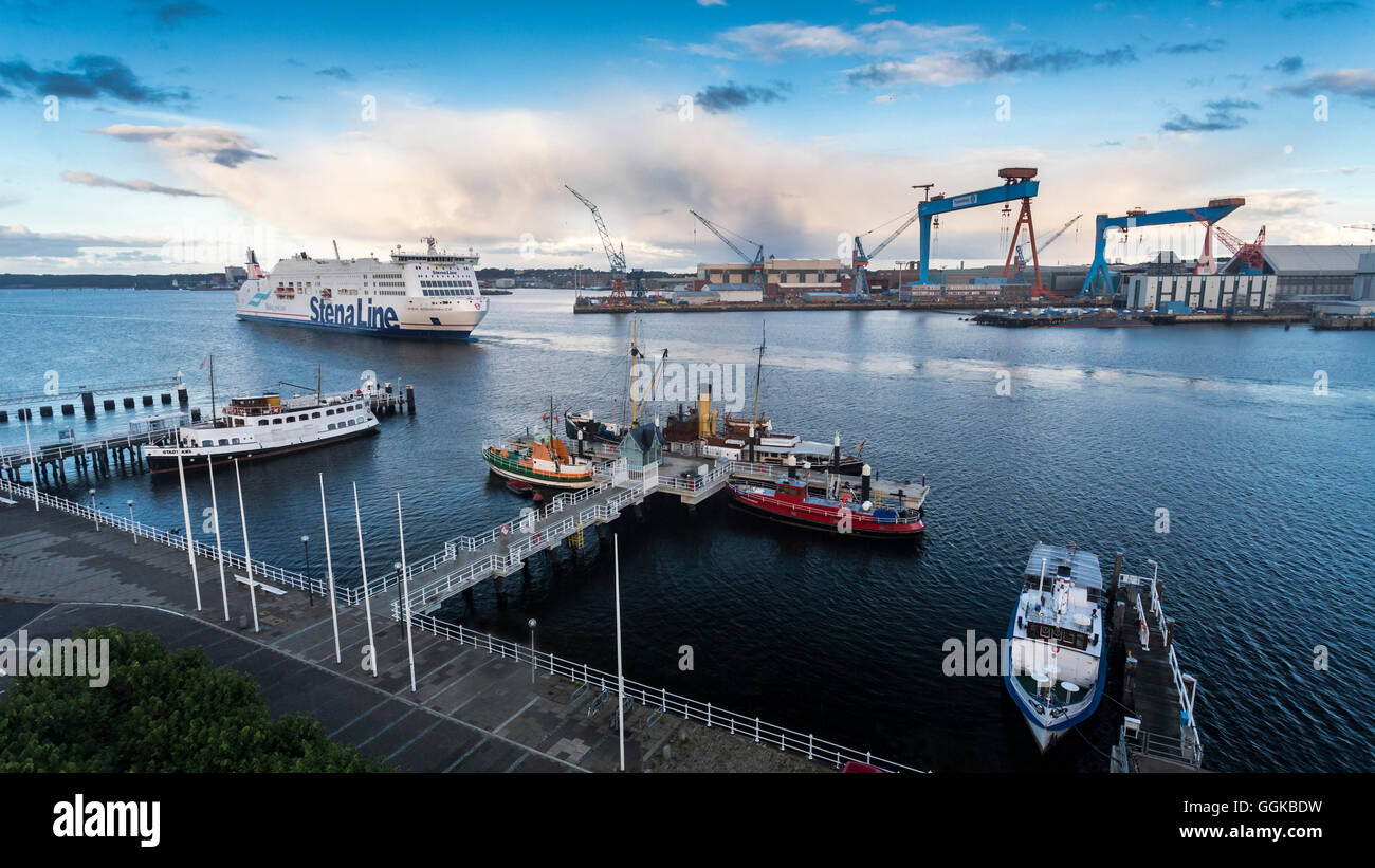 Howaldtswerke-Deutsche Werft, Stenaline (Goteborg), Kiel Fjord, Baltic Sea, Kiel, Schleswig-Holstein, Germany Stock Photo