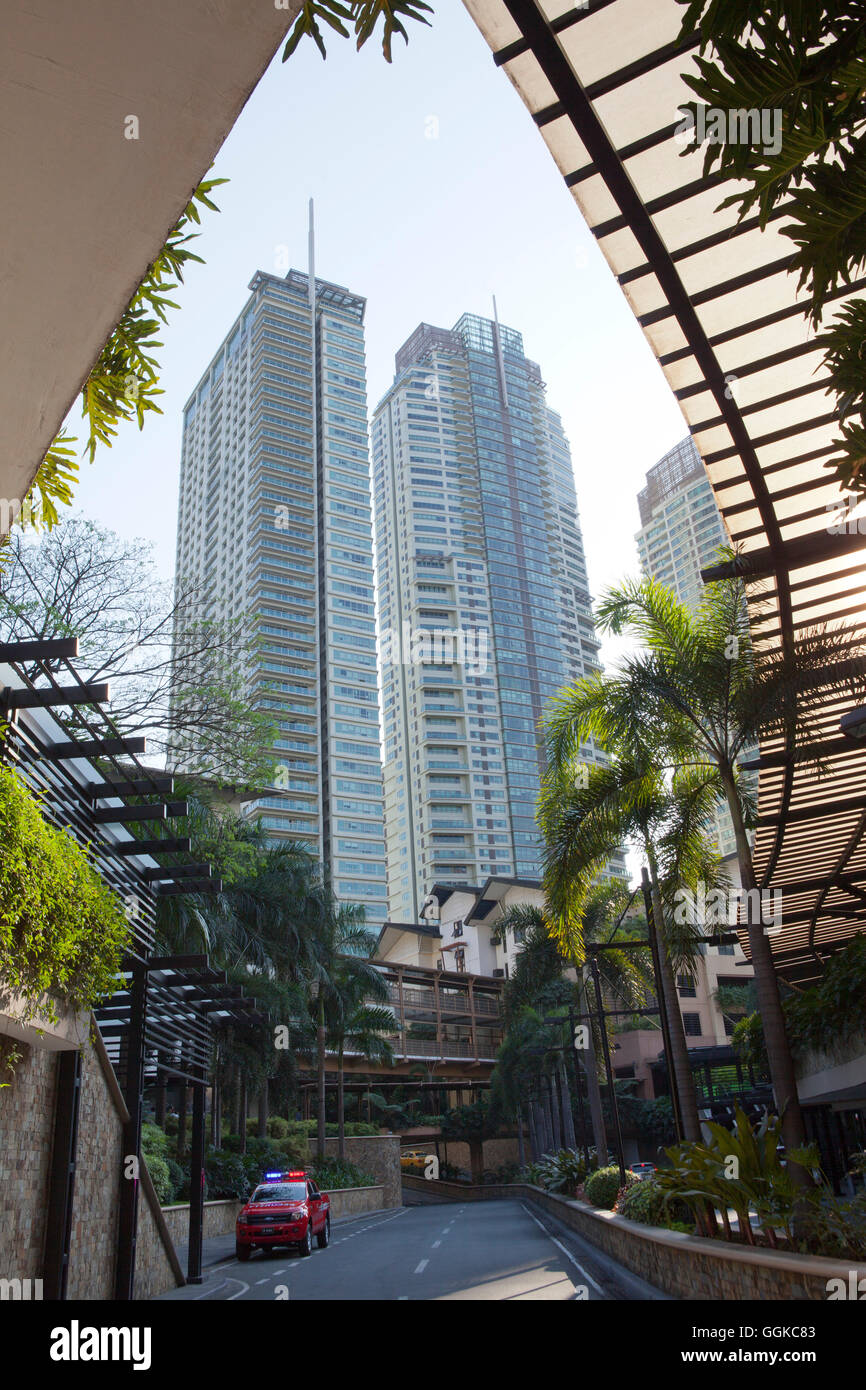 Luxury apartment buildings in Makati City, the financial district in the center of the capital Metro Manila, Philippines, Asia Stock Photo