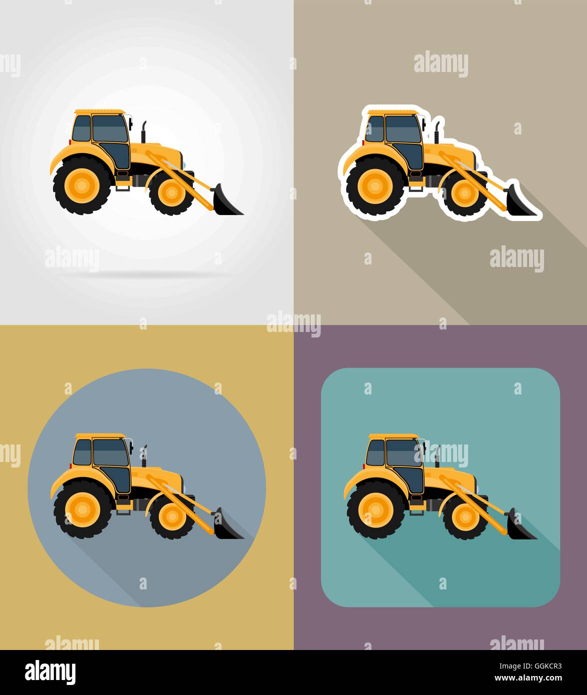 tractor flat icons vector illustration isolated on background Stock ...