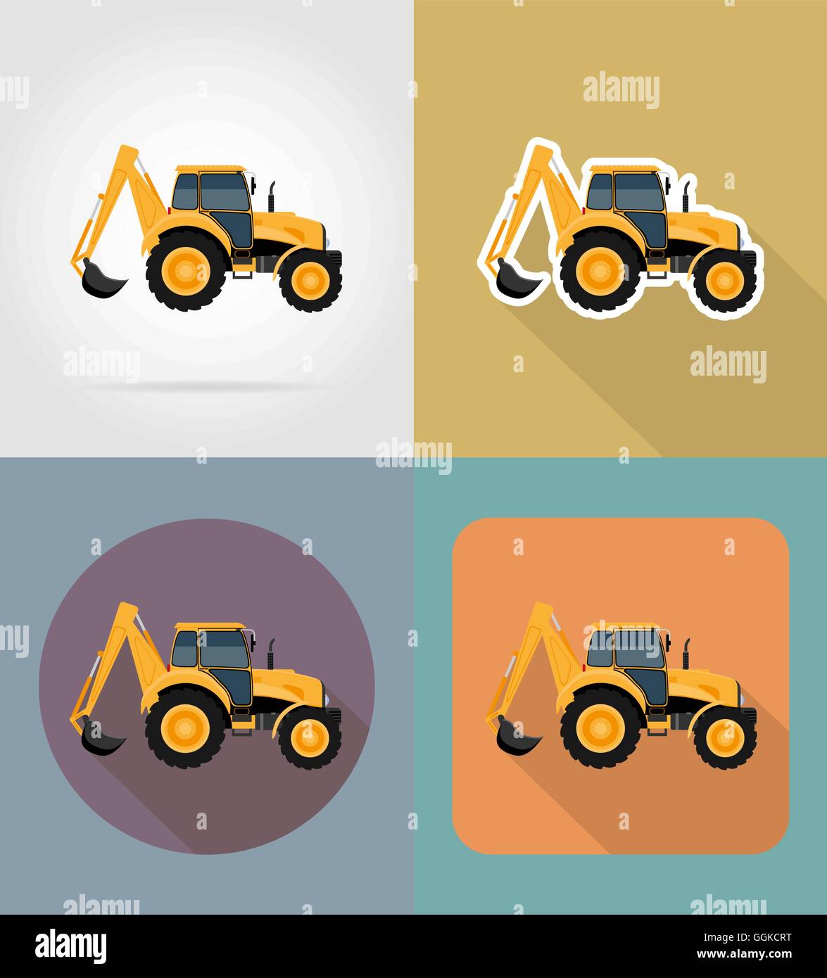 tractor flat icons vector illustration isolated on background Stock ...