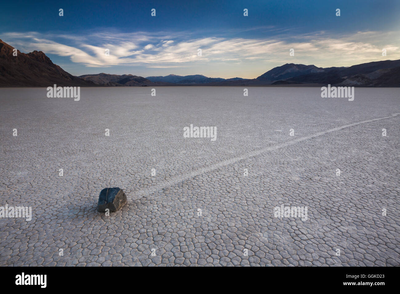 Moving rocks, Death Valley National Park, Mojave Desert, Sierra Nevada, California, USA Stock Photo