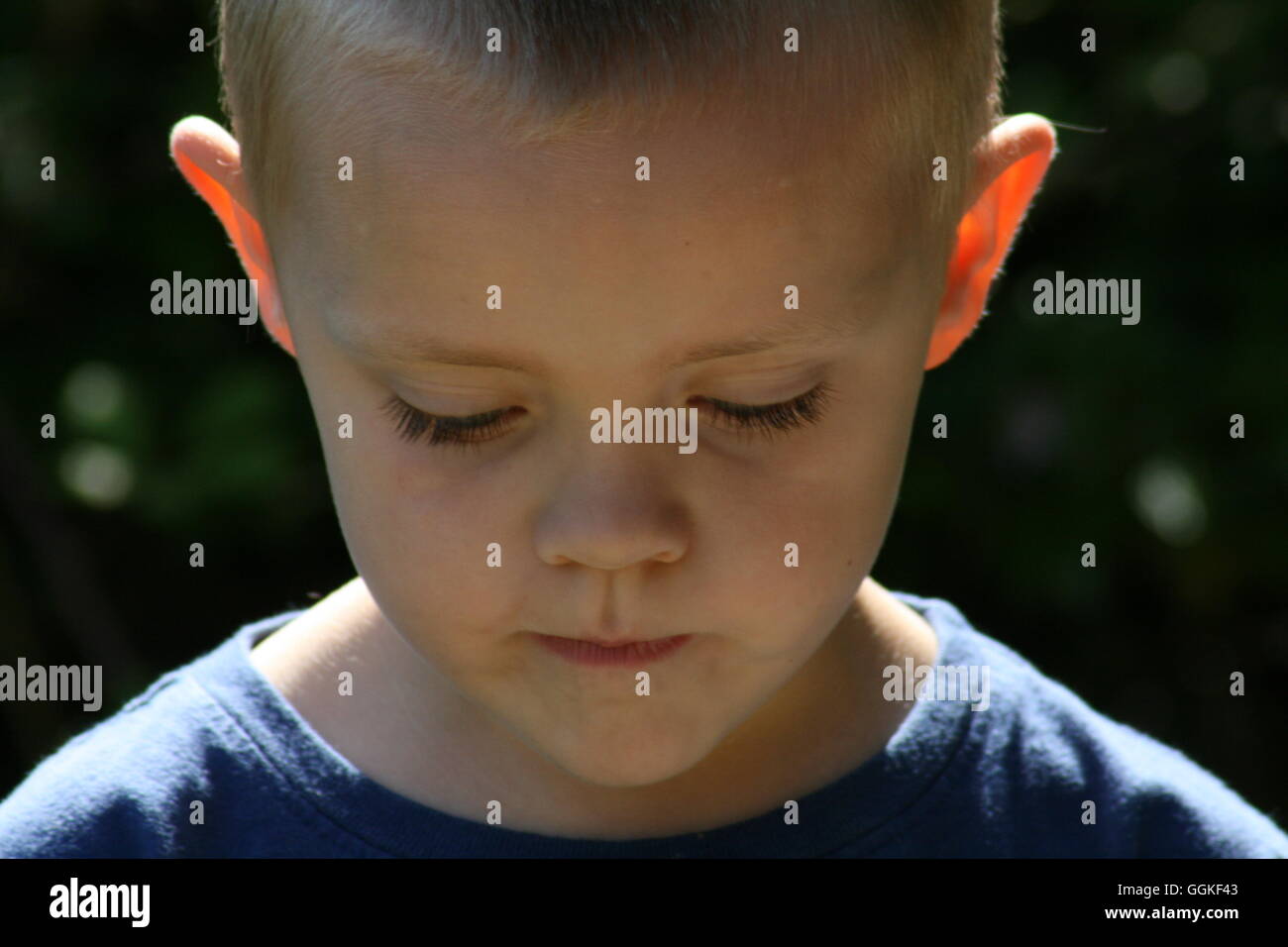 little boy, boy, young boy, boys face, boy looking down, 5 year old boy