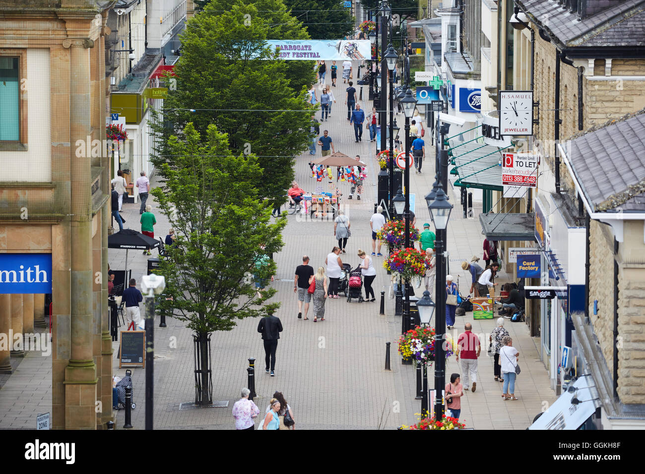 Cambridge Street shops Harrogate Main shopping centre town street busy
