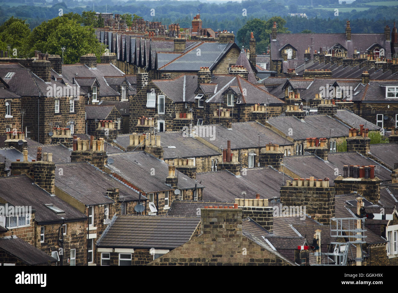 rooftops roofs housing stock harrogate   Yorkshire Suburban suburbia  suburbs town village local communities district Private Ho Stock Photo