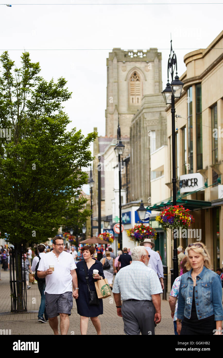 Cambridge Street shops Harrogate Main shopping centre town street busy