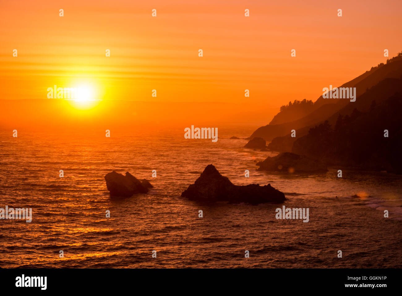 McWay Rock at Sunset California Big Sur Landscape Stock Photo - Alamy