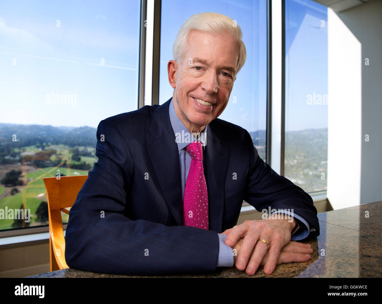 California Governor Gray Davis poses for a portrait in his office at Loeb & Loeb in Century City, Los Angeles on May 17th 2016 Stock Photo