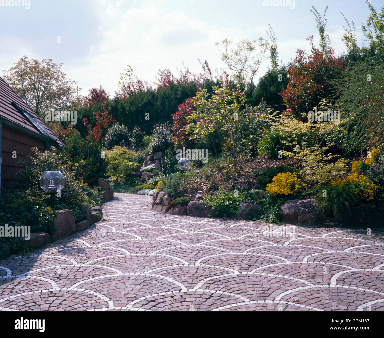 Paths and Paving - Ornamental block paving   PAP066761 Stock Photo