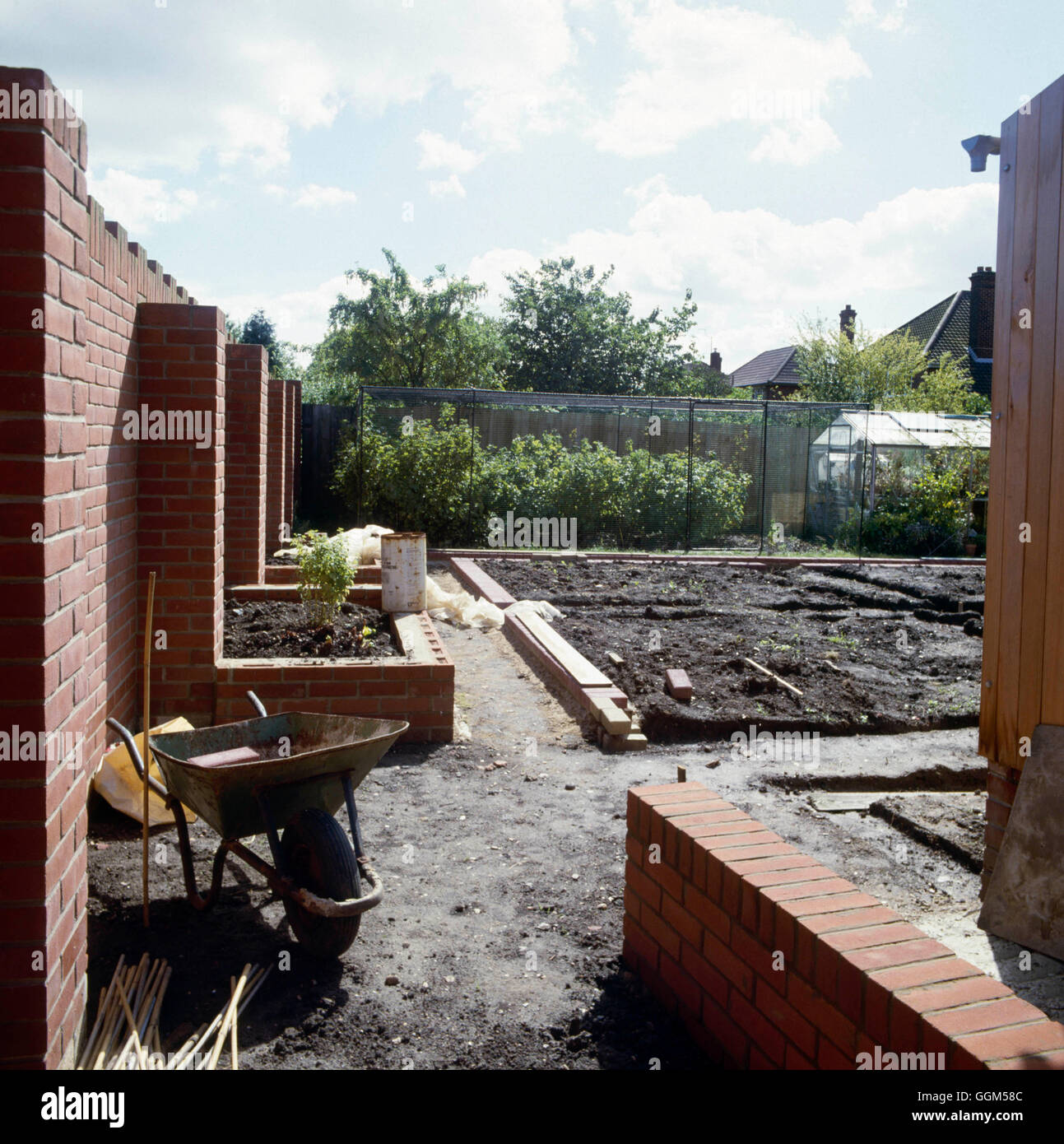 Landscaping - Raised beds under construction   TAS009180 Stock Photo