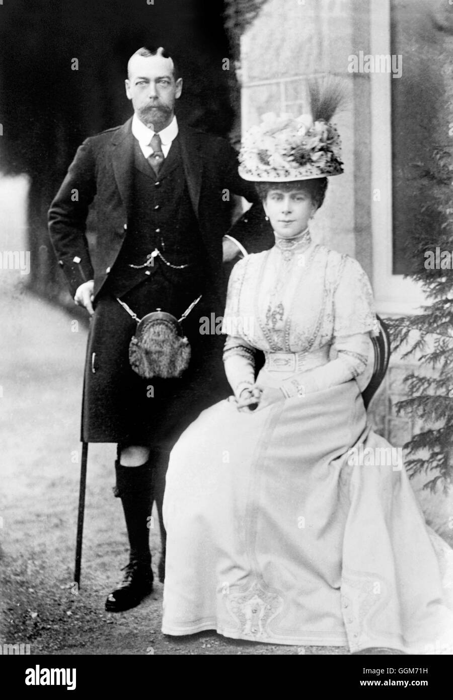 King George V (1865-1936) and his wife, Queen Mary (Mary of Teck: 1867-1953), taken when he was Prince of Wales. George V reigned from 1910 to 1936. Photo from Bains News Service, c1909. Stock Photo