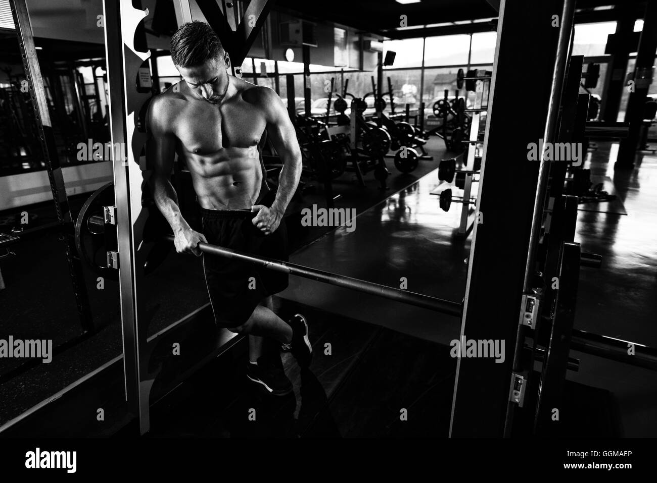 Bodybuilder Posing In Different Poses Demonstrating Their Muscles Male Showing Muscles