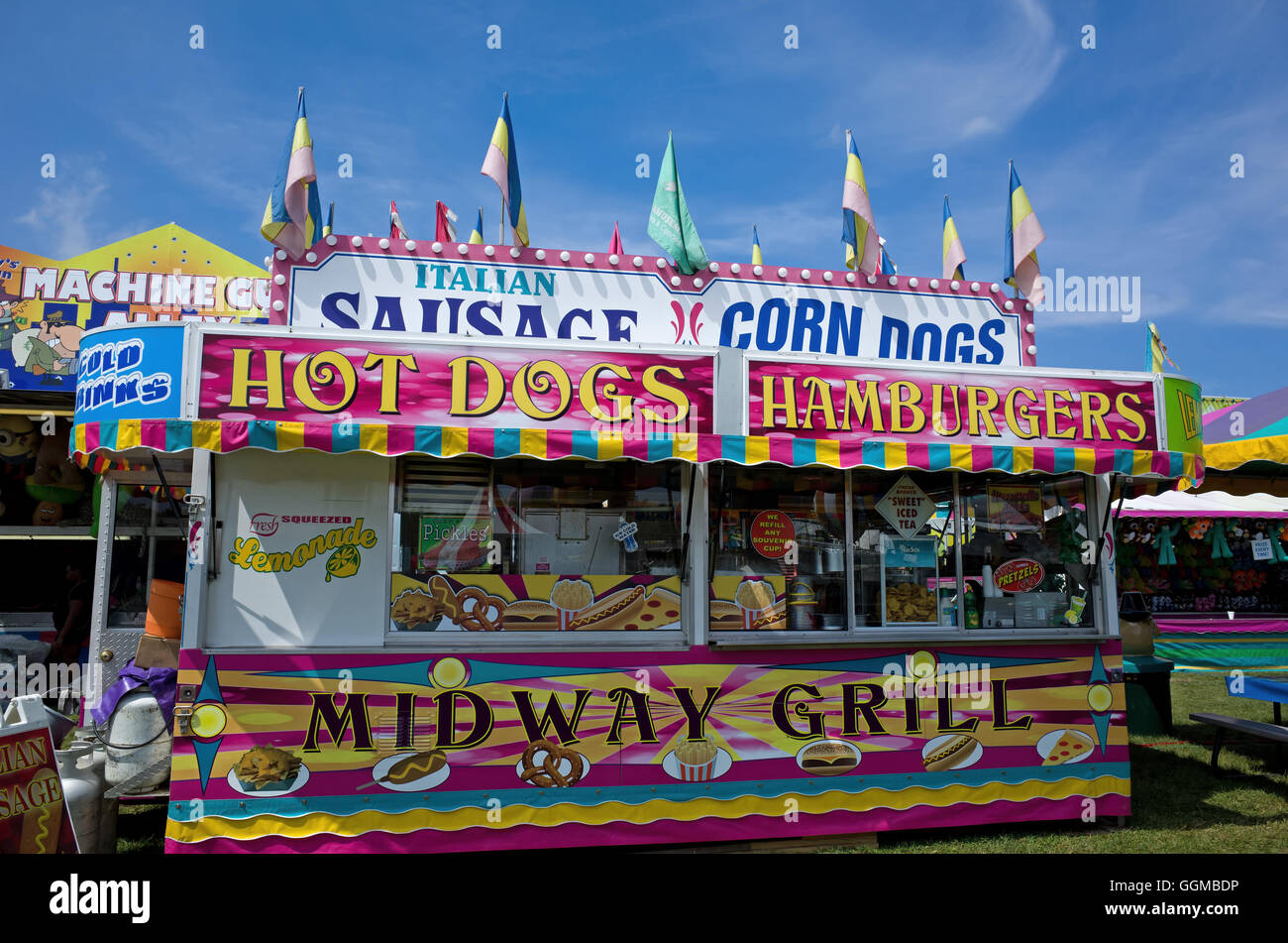 Food stand at country fair and carnival. 'Editorial Use Only' Stock Photo